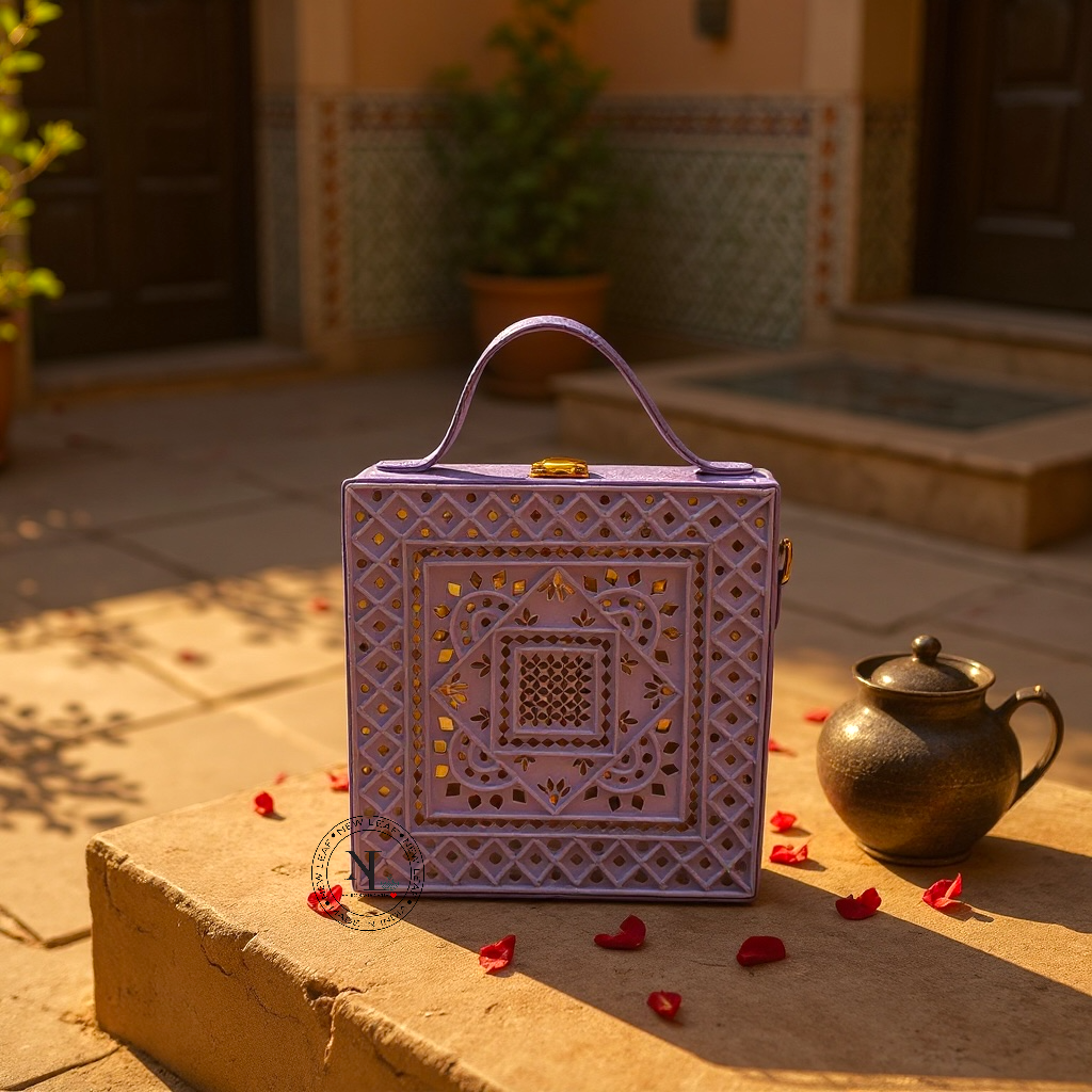 Violet Mirage Lippan Art Handcrafted Box Bag Sling