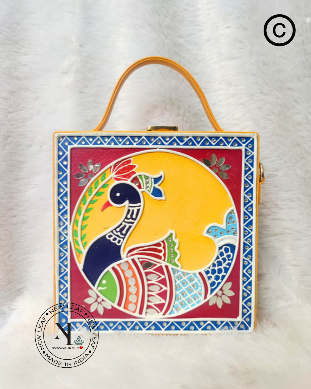 Peacock Lippan Art Handcrafted Box Bag