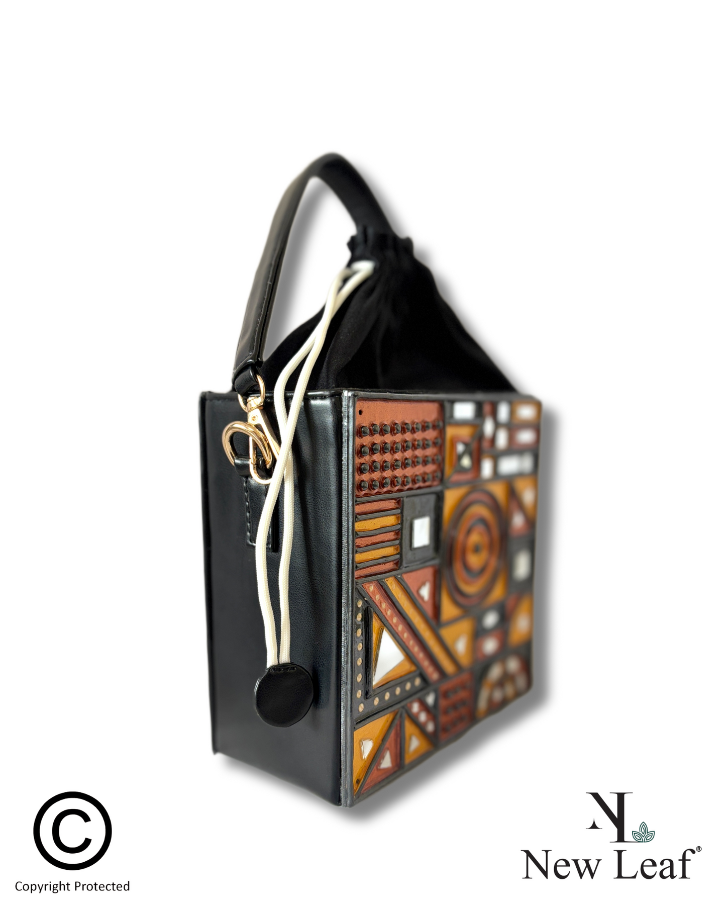 Gilded Mirage – Black Gold Lippan Handcrafted Potli