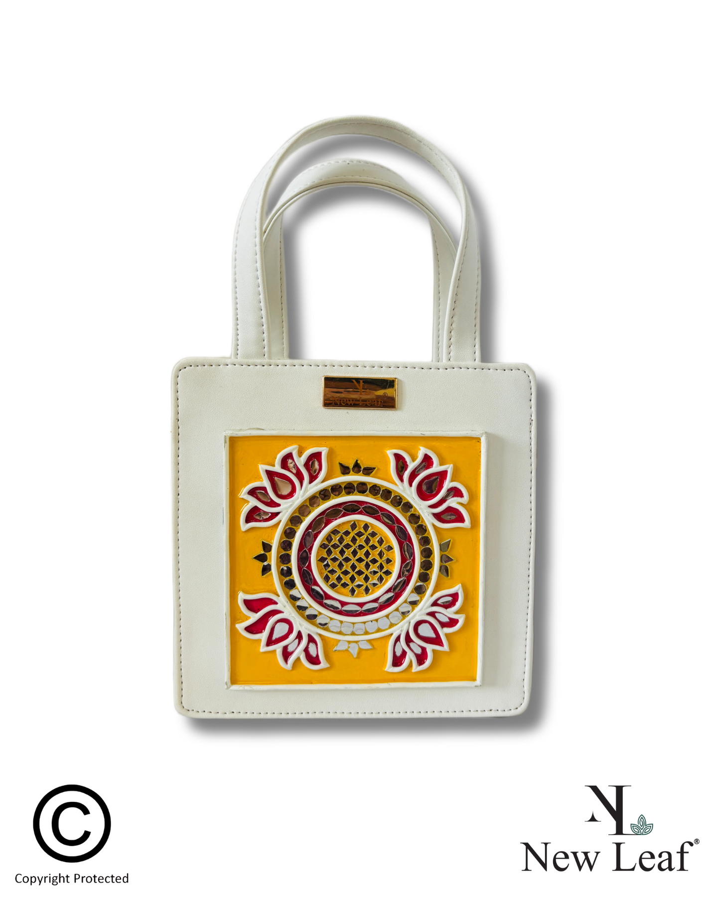 White Mandala Lippan Art Mini Handbag/Sling