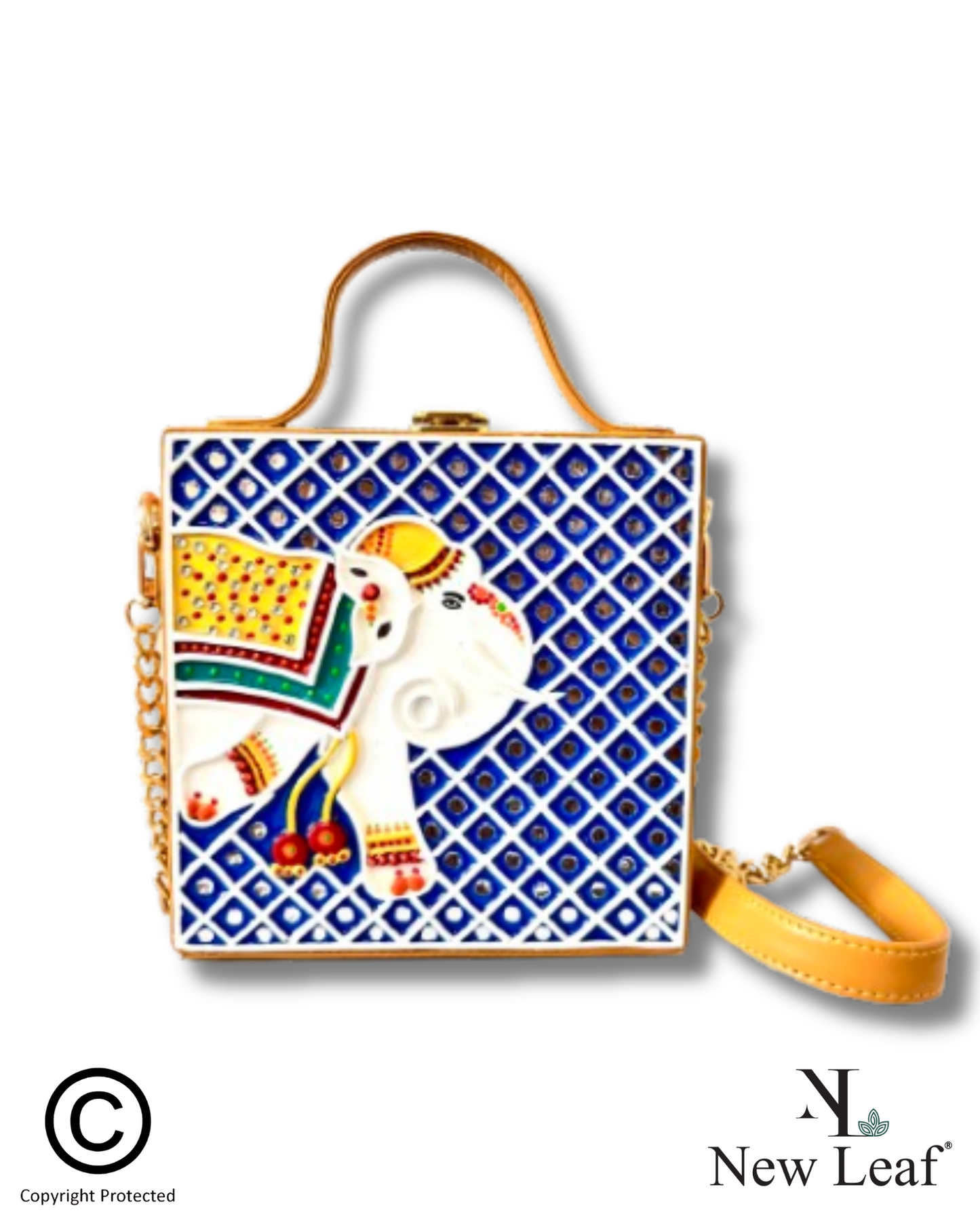 Elephant Lippan Art Box Sling Bag