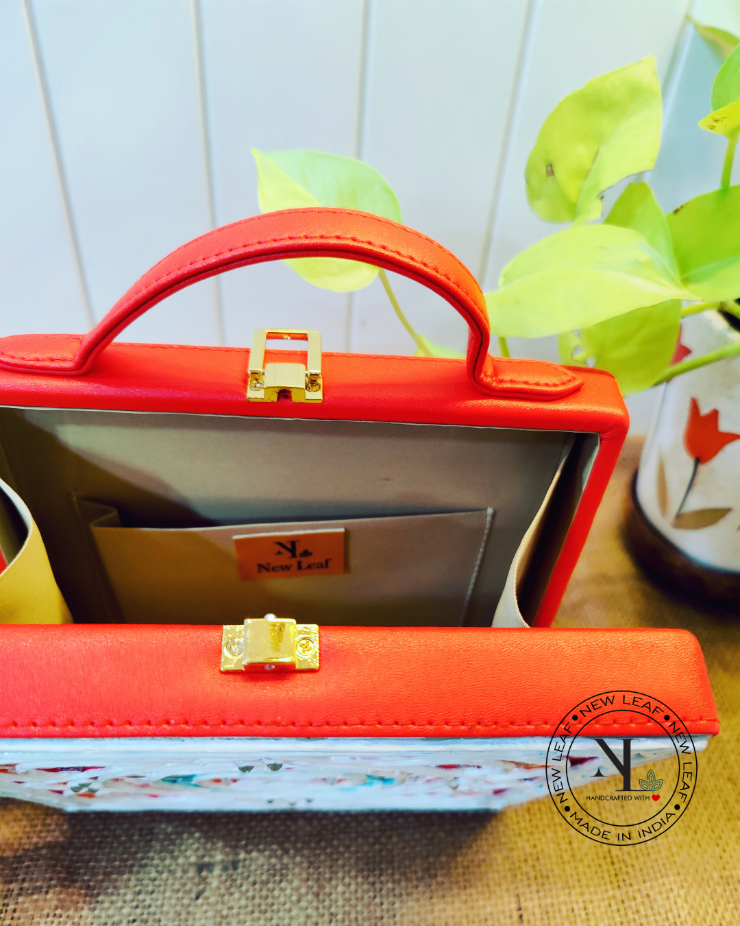 Colourful Geometric Lippan Art Handcrafted Box Bag