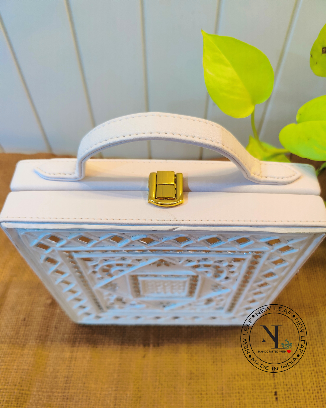 White Lippan Art Handcrafted Box Bag