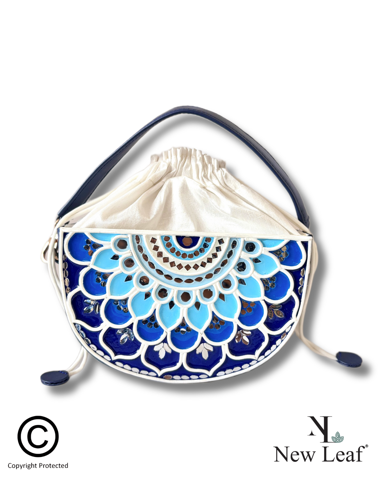 Blue Horizon Semi Circle Lippan Art Potli Sling