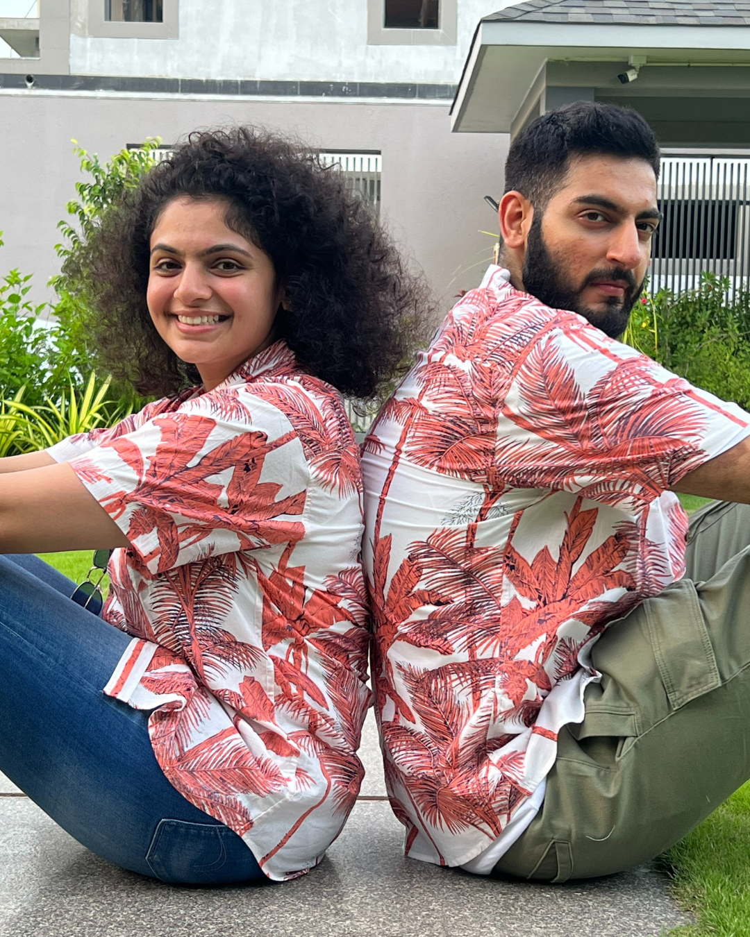Orange Palm Leaves Unisex Short Sleeves Shirt