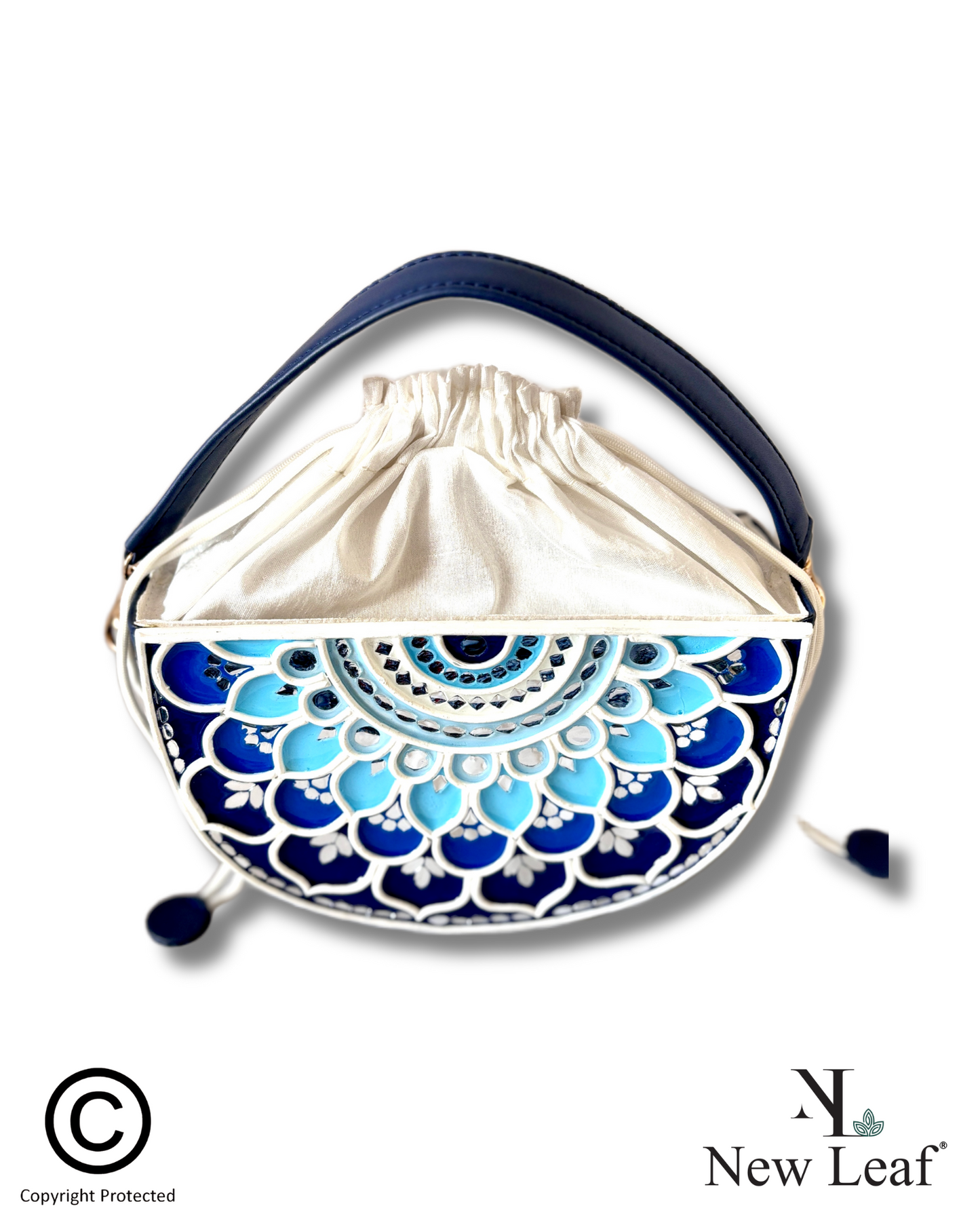 Blue Horizon Semi Circle Lippan Art Potli Sling