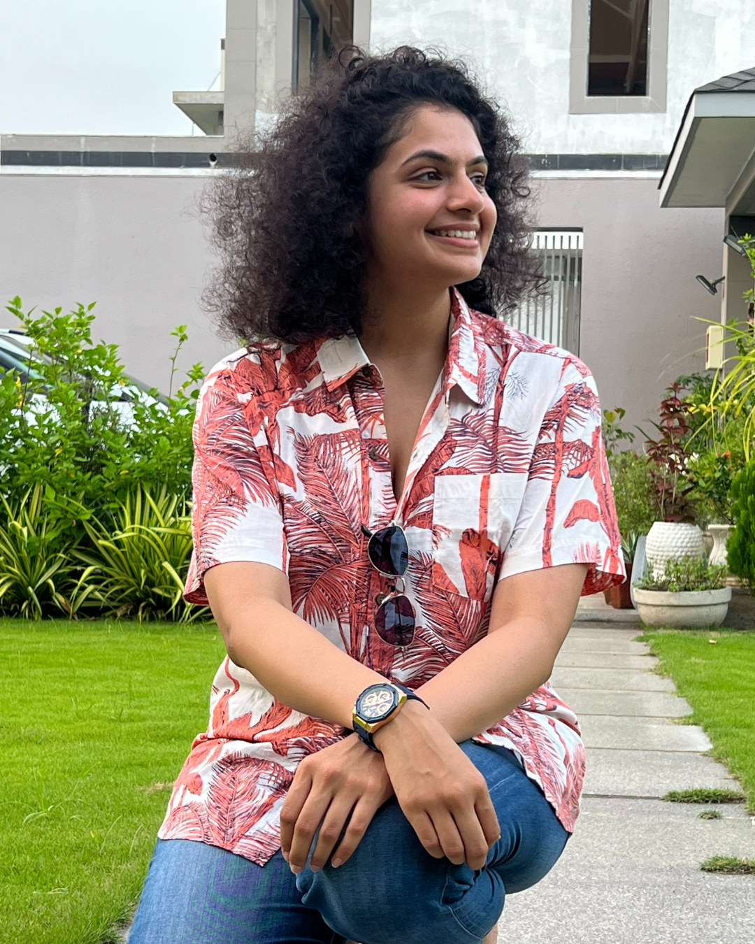Orange Palm Leaves Unisex Short Sleeves Shirt