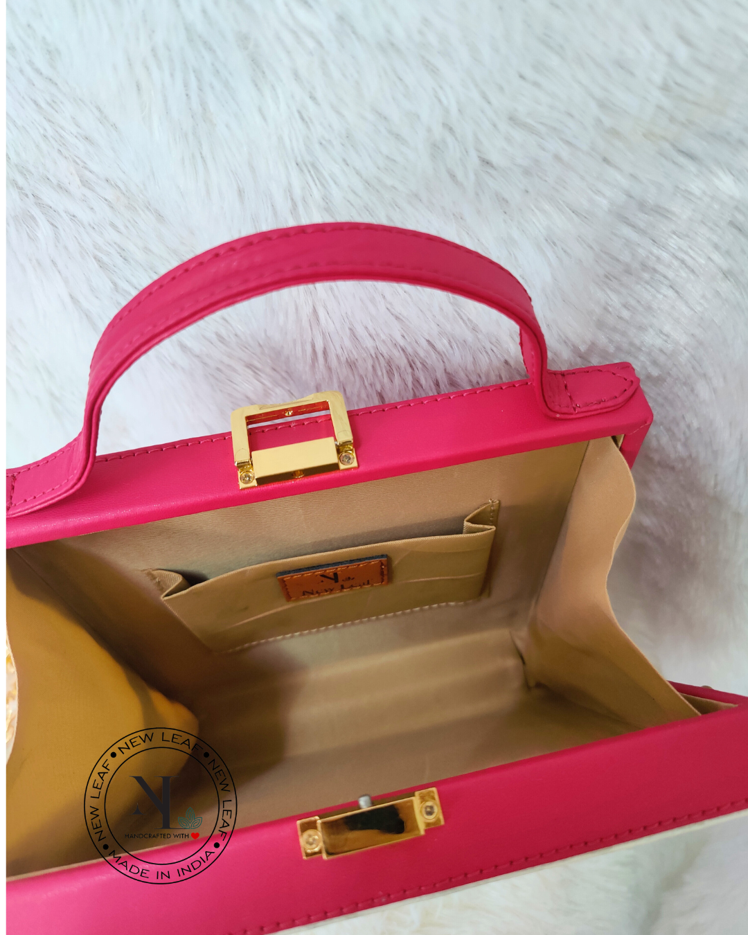 Hamsa Square Lippan Art Handcrafted Box Bag