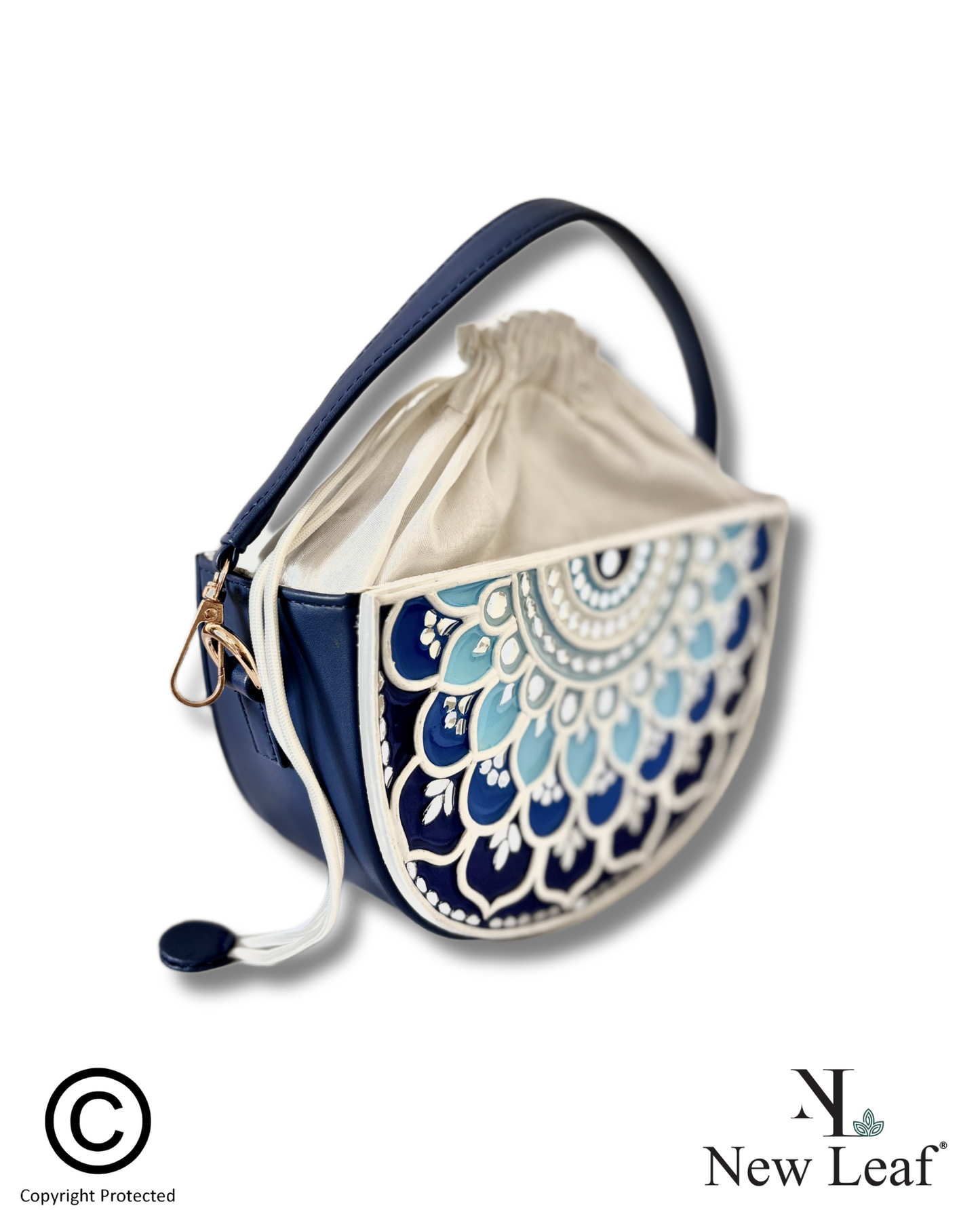 Blue Horizon Semi Circle Lippan Art Potli Sling