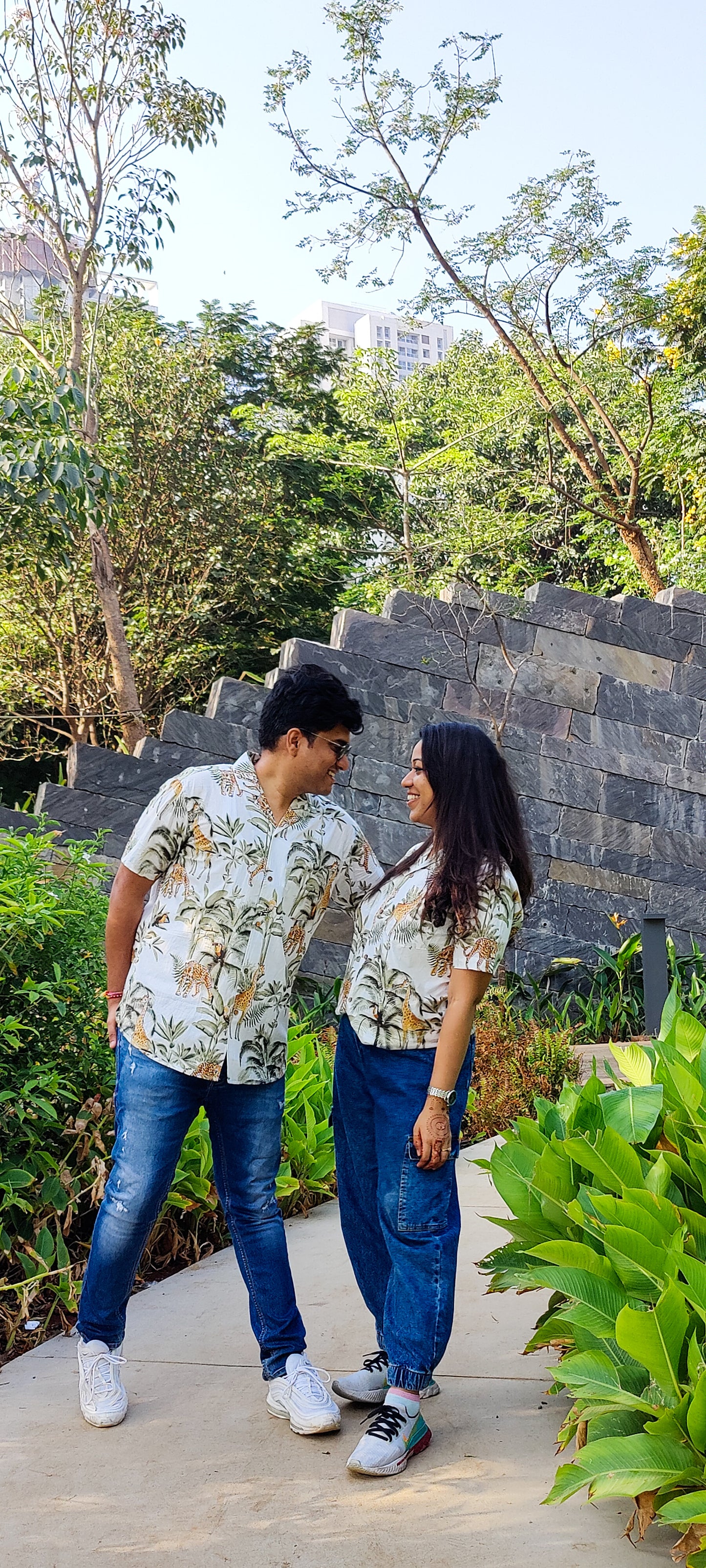 White Jungle Cuban Collar Unisex Shirt