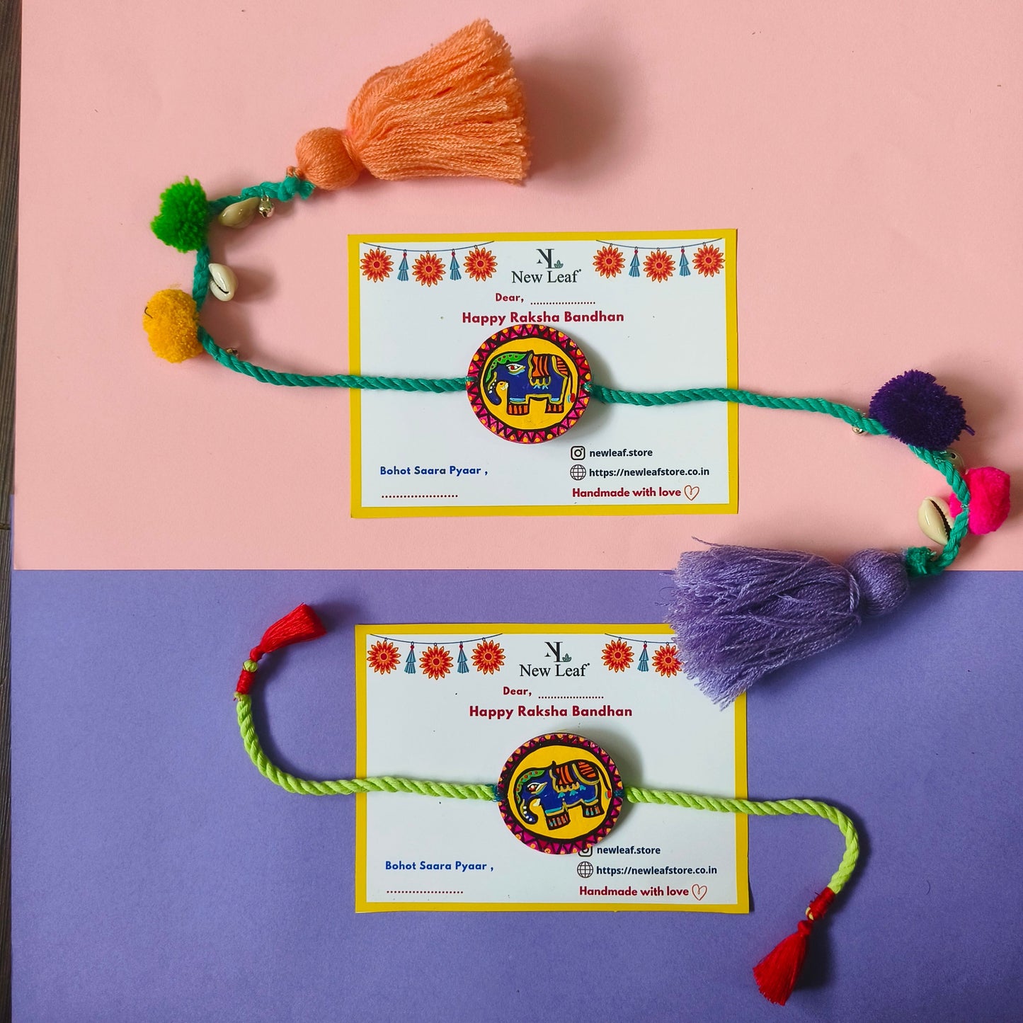 Elephant Handpainted Set of Raki & Lumba Rakhi