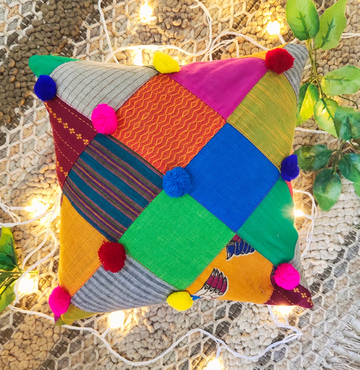 Rainbow Patch Cushion Cover