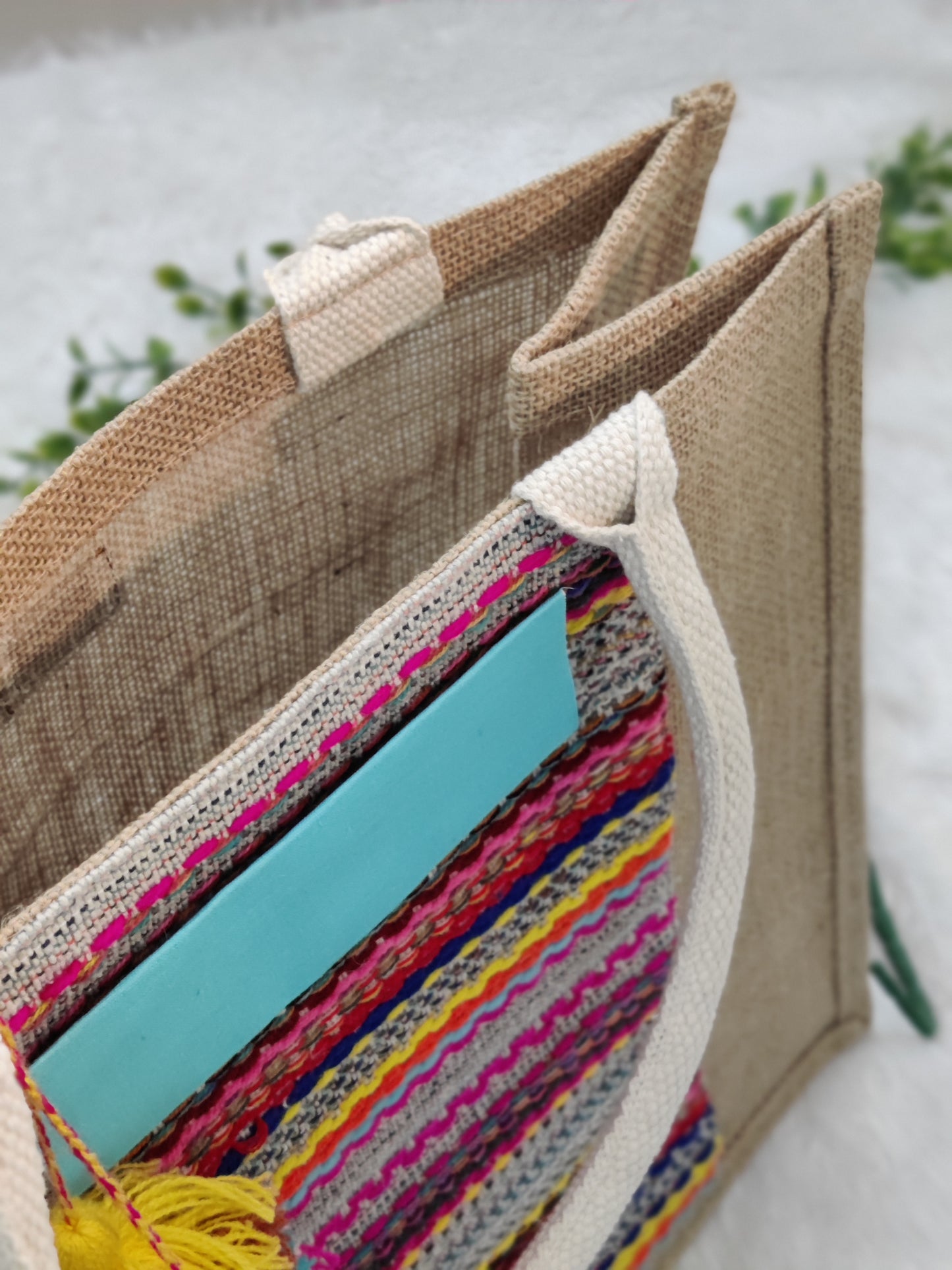 Colourful Customized Jute Jhola Medium Bag