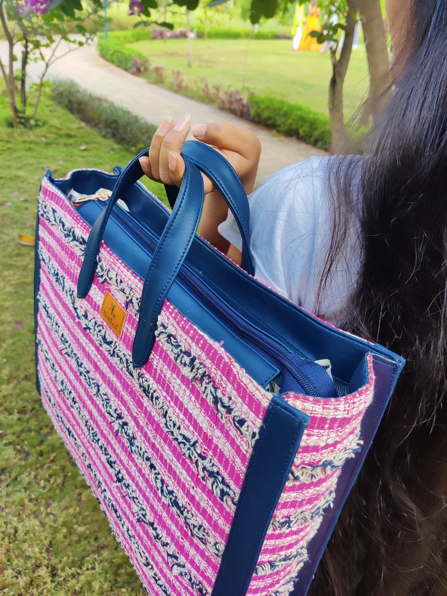 Pink Fringe Jaquard Box Big Bag