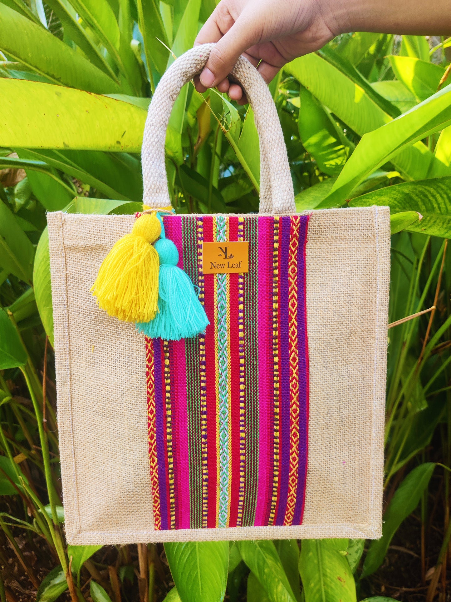 Strawberries & Cream Jute Bag with zipper- Small