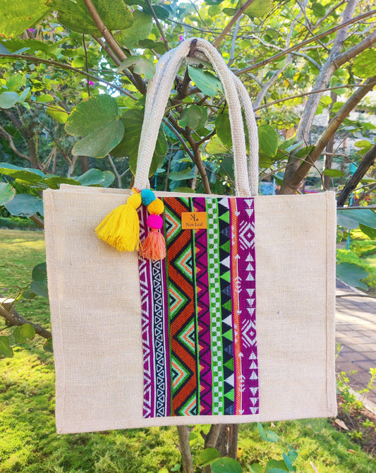 Berry-licious Colorful Jute bag- Large