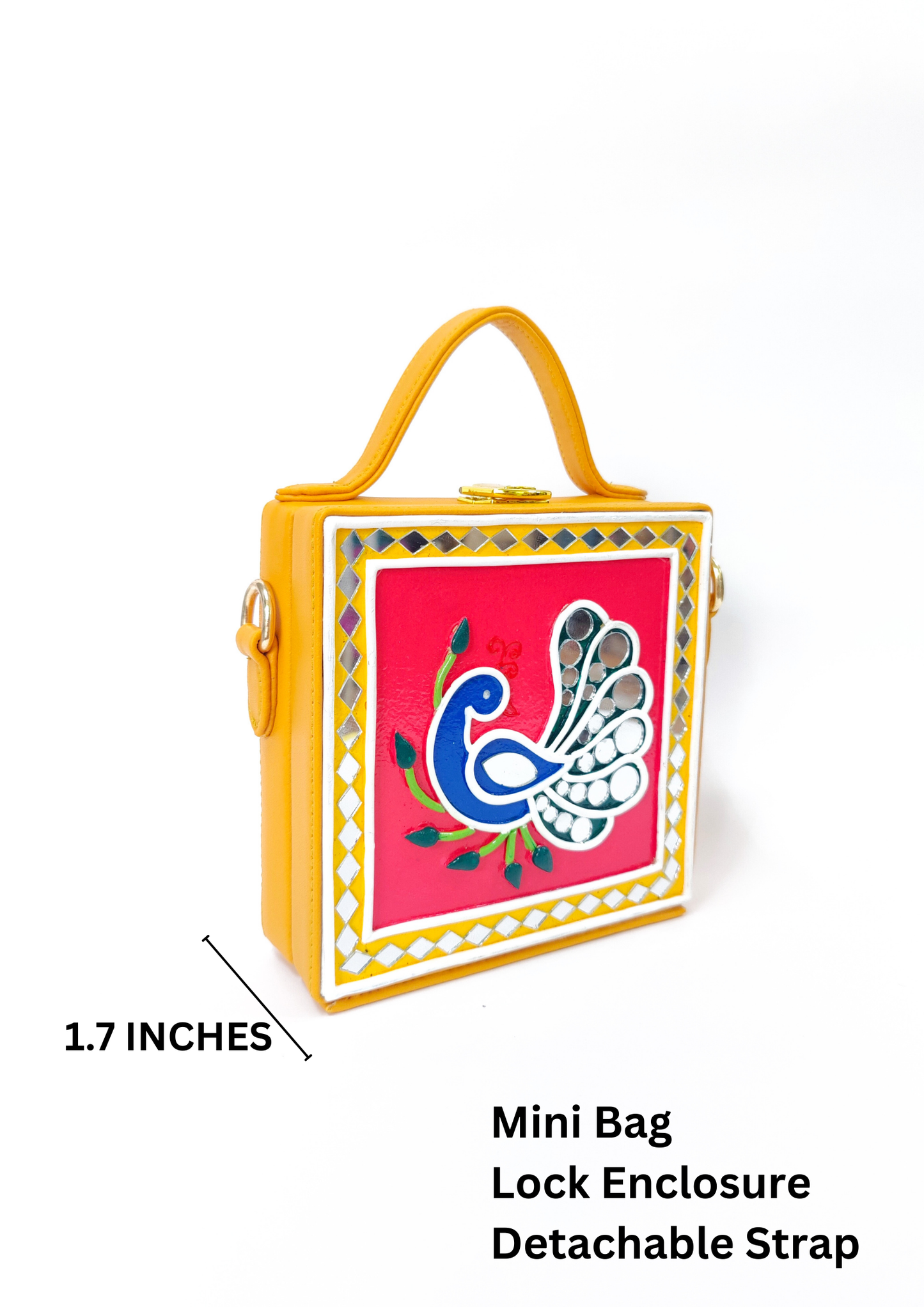 Mini Peacock Lippan Art Handcrafted Square Box Bag