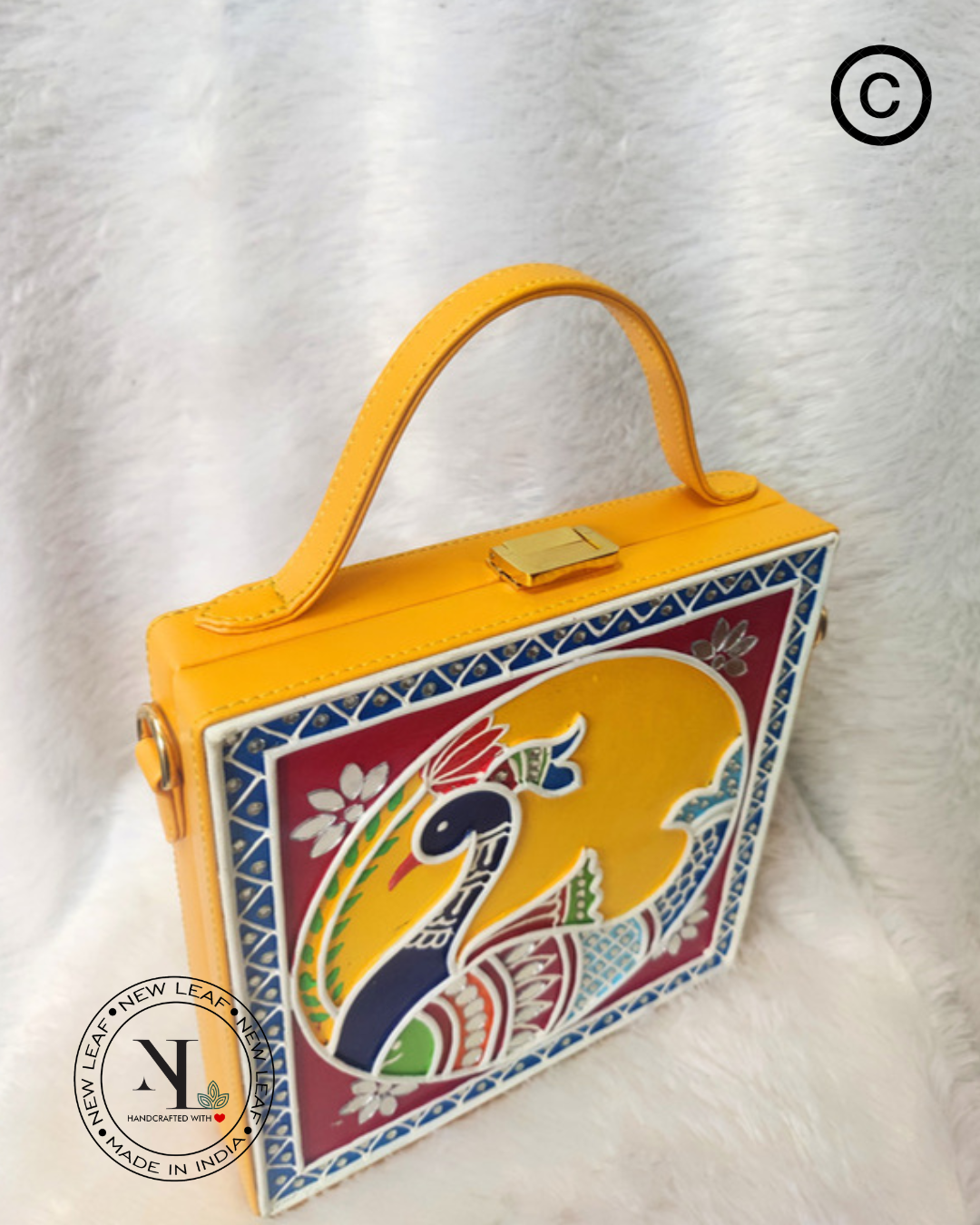 Peacock Lippan Art Handcrafted Box Bag