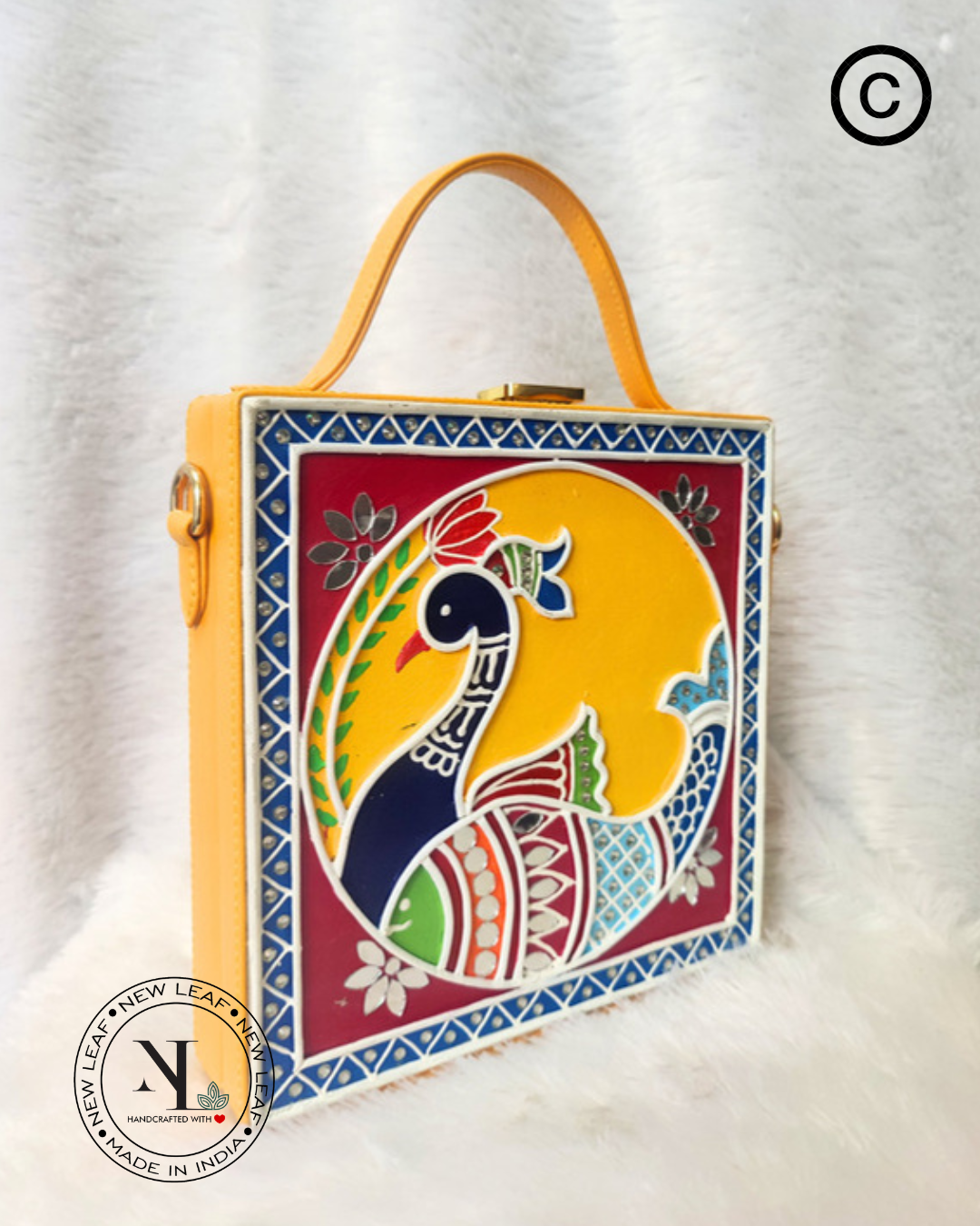 Peacock Lippan Art Handcrafted Box Bag