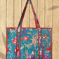 Floral Cotton Quilted Tote Bag with zipper