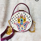 Mini Hamsa Lippan Art Purple Handcrafted Circle Box Bag