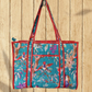 Floral Cotton Quilted Tote Bag with zipper