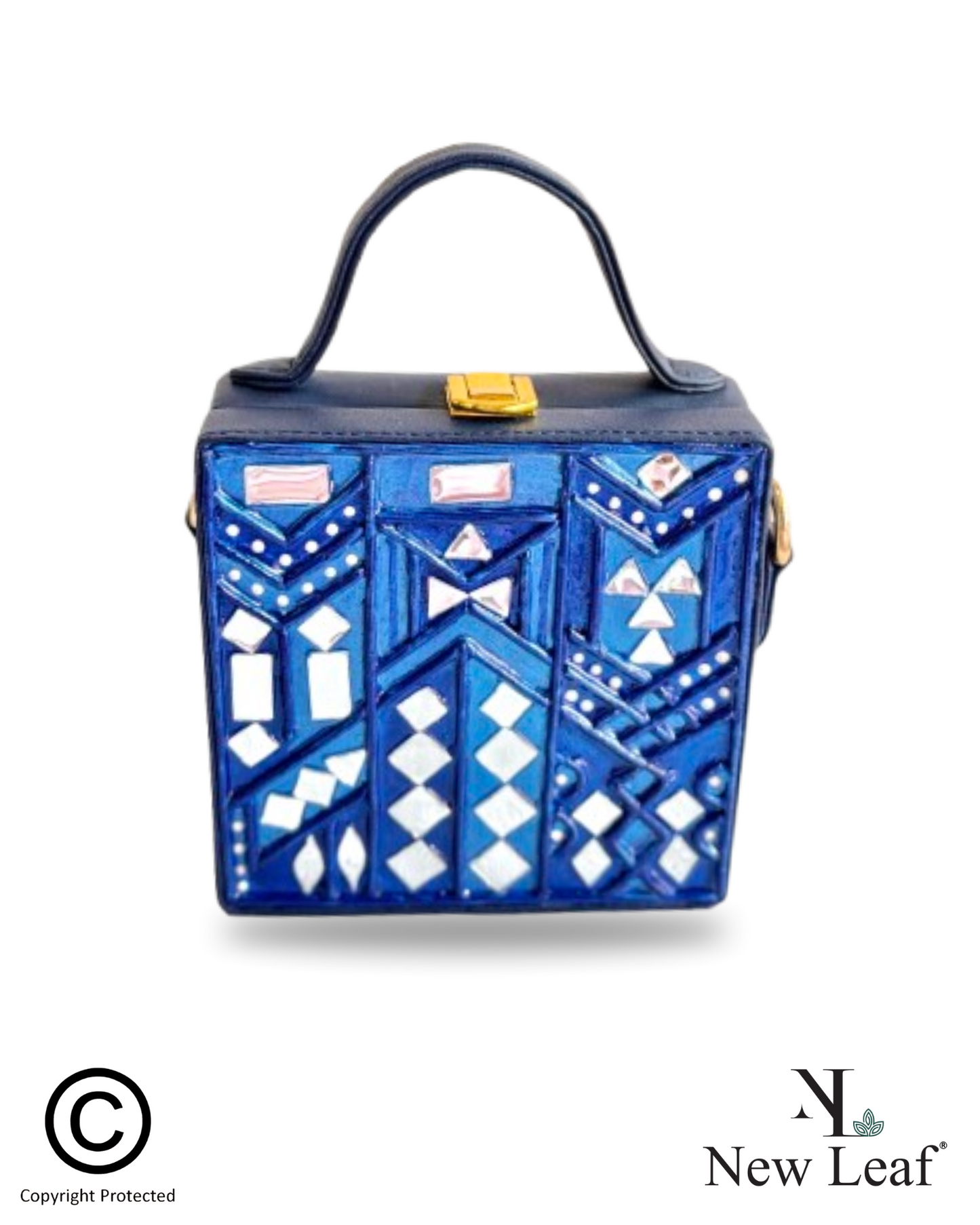 Azure Charm Mini Lippan Art Box Bag