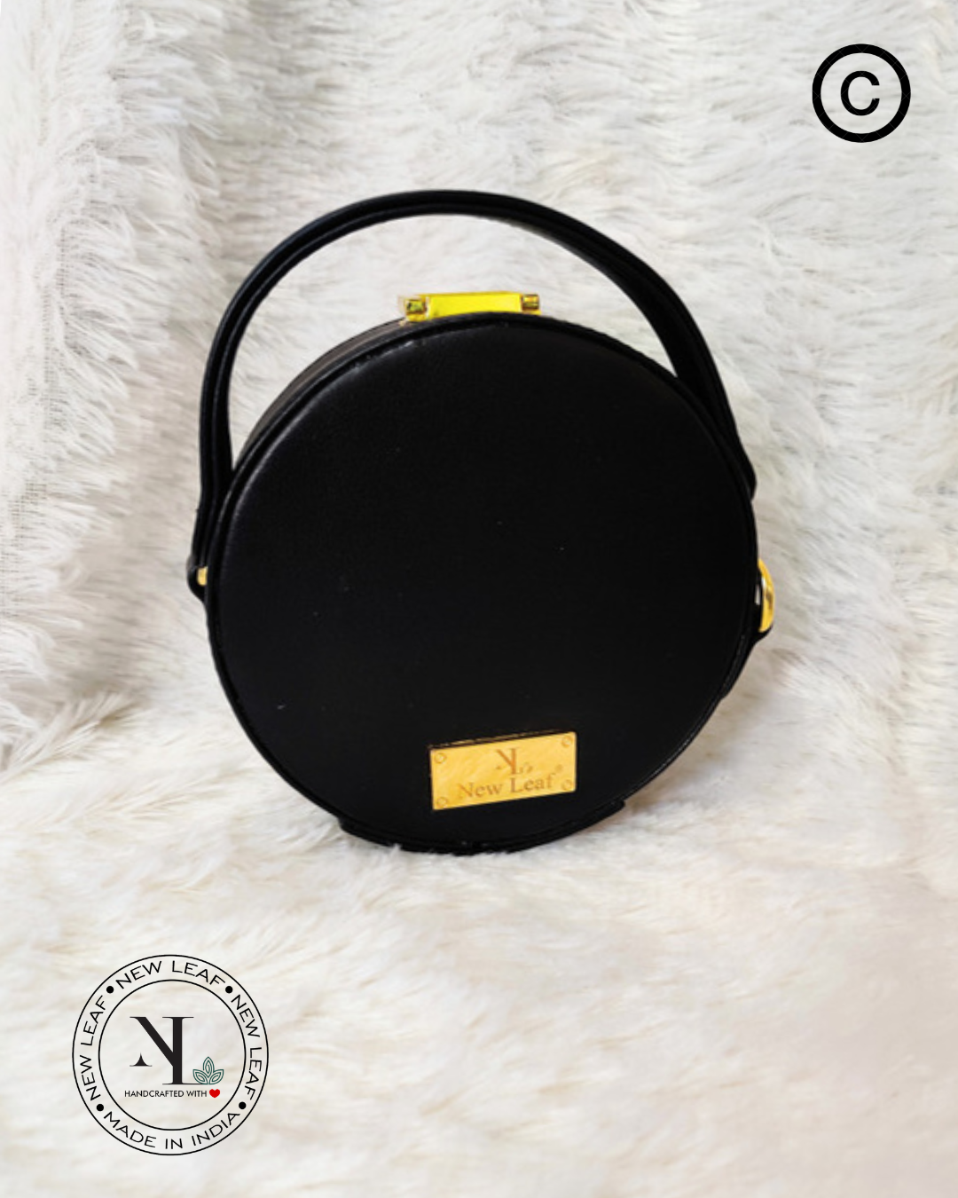 Mini Nazar na Lage Lippan Art Black Handcrafted Circle Box Bag