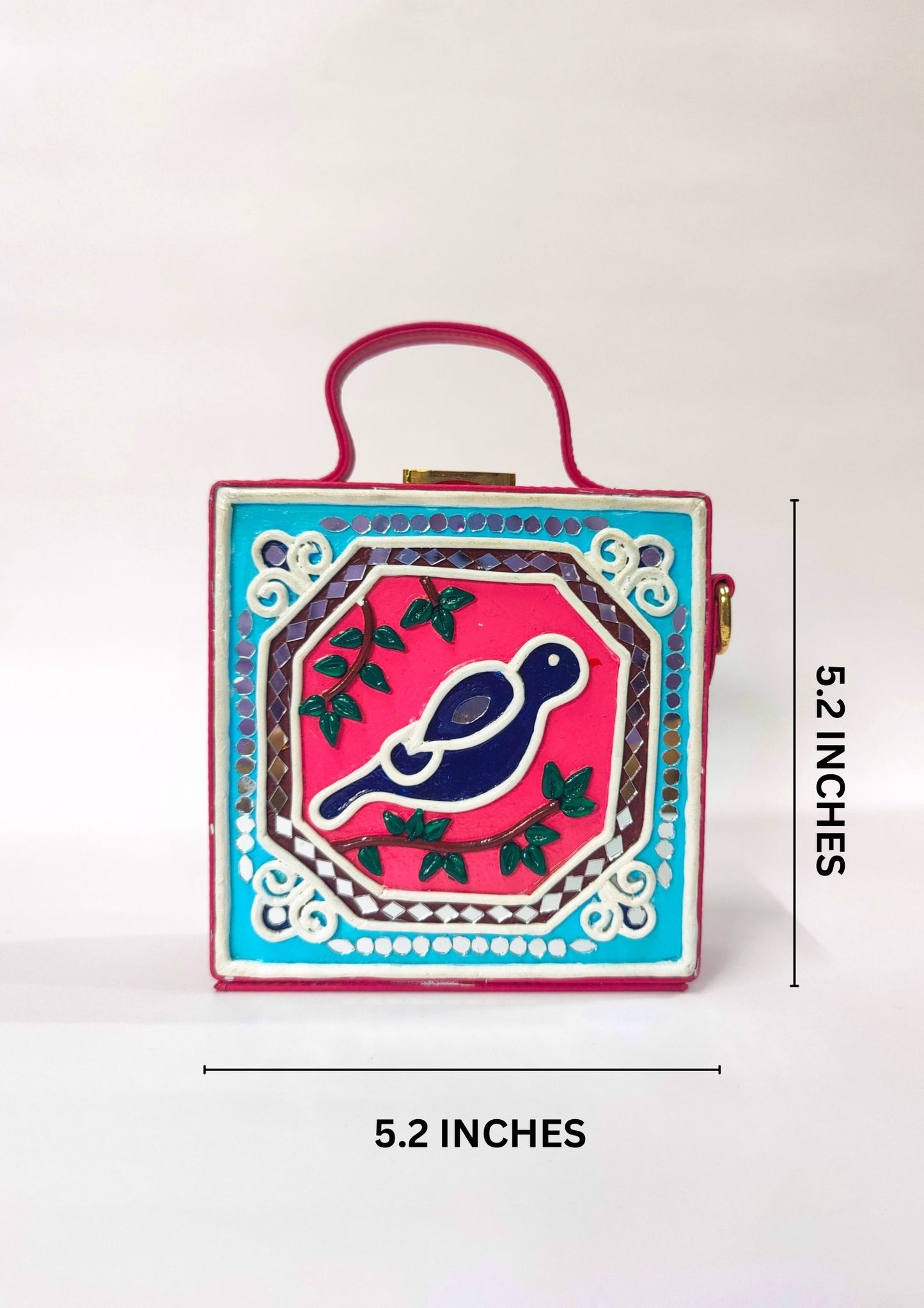 Mini Peacock Lippan Art Handcrafted Square Box Bag