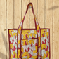 Horses Cotton Quilted Tote Bag with zipper