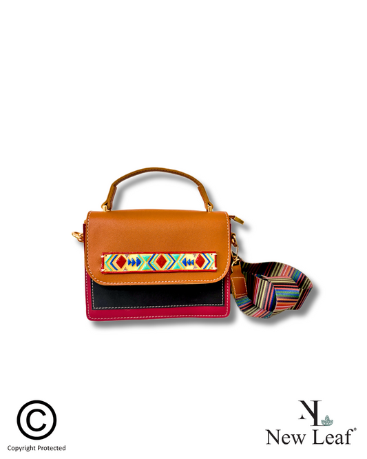 The Rustic Chic Mini Colour Block Handcrafted Hand Bag/Sling