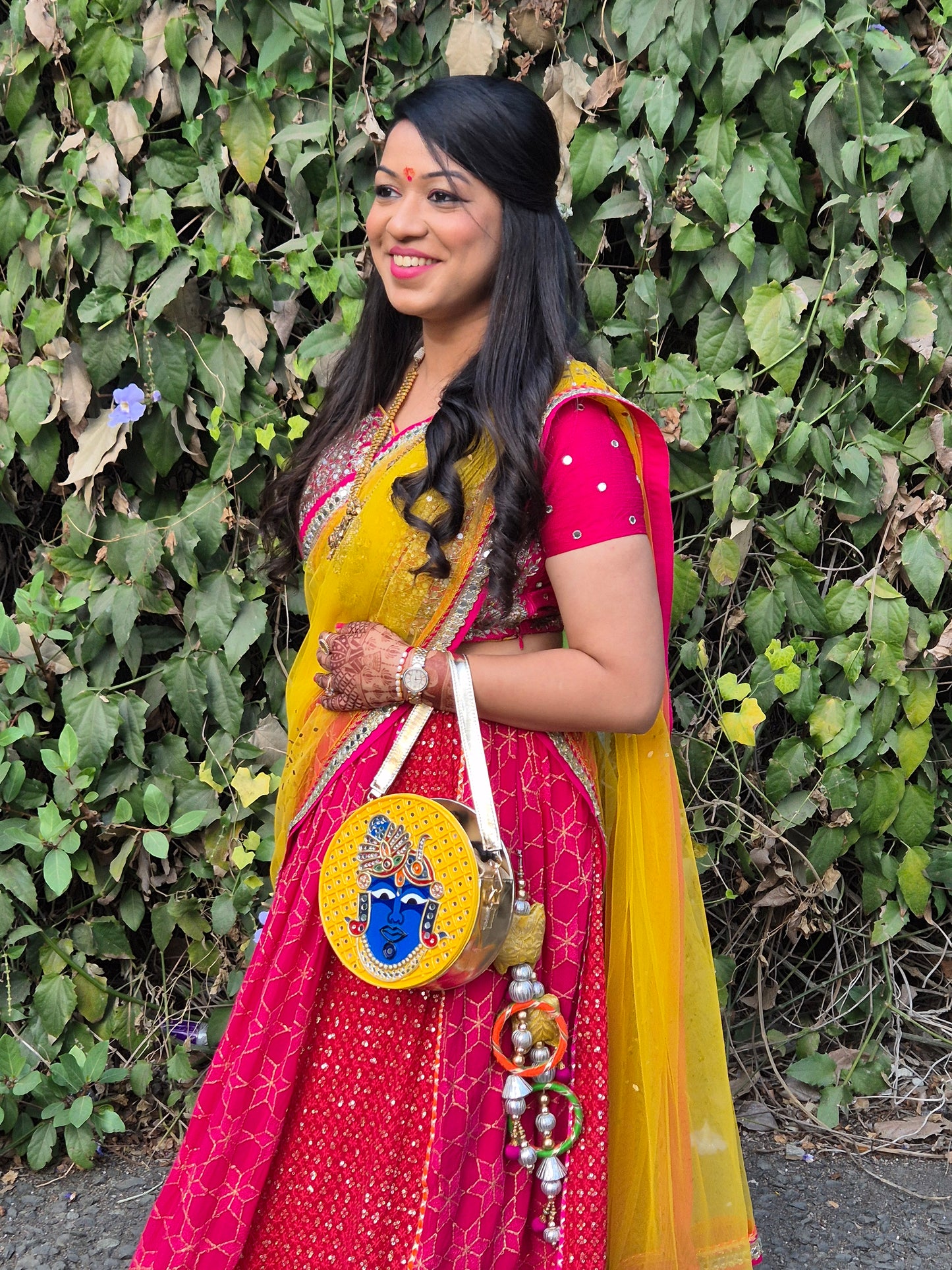 Shreenath JI Lippan Art Handcrafted Potli Bag with Sling