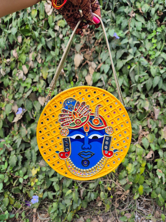 Shreenath JI Lippan Art Handcrafted Potli Bag with Sling