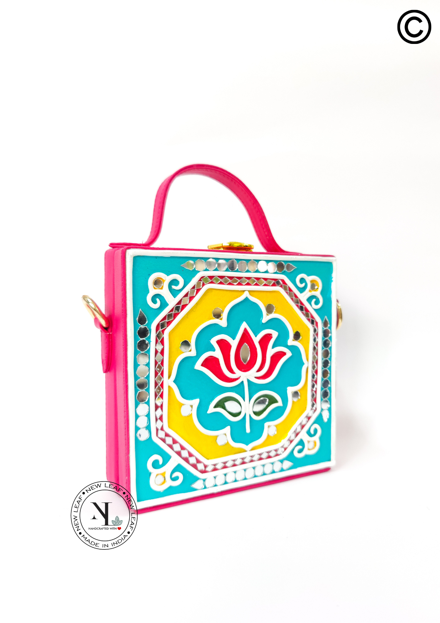 Mini Lotus Lippan Art Handcrafted Square Box Bag