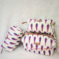 White Motif Cotton Quilted Pouches - Set of 3