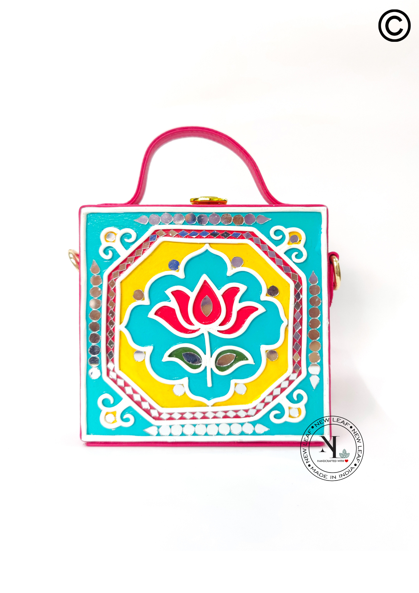 Mini Lotus Lippan Art Handcrafted Square Box Bag