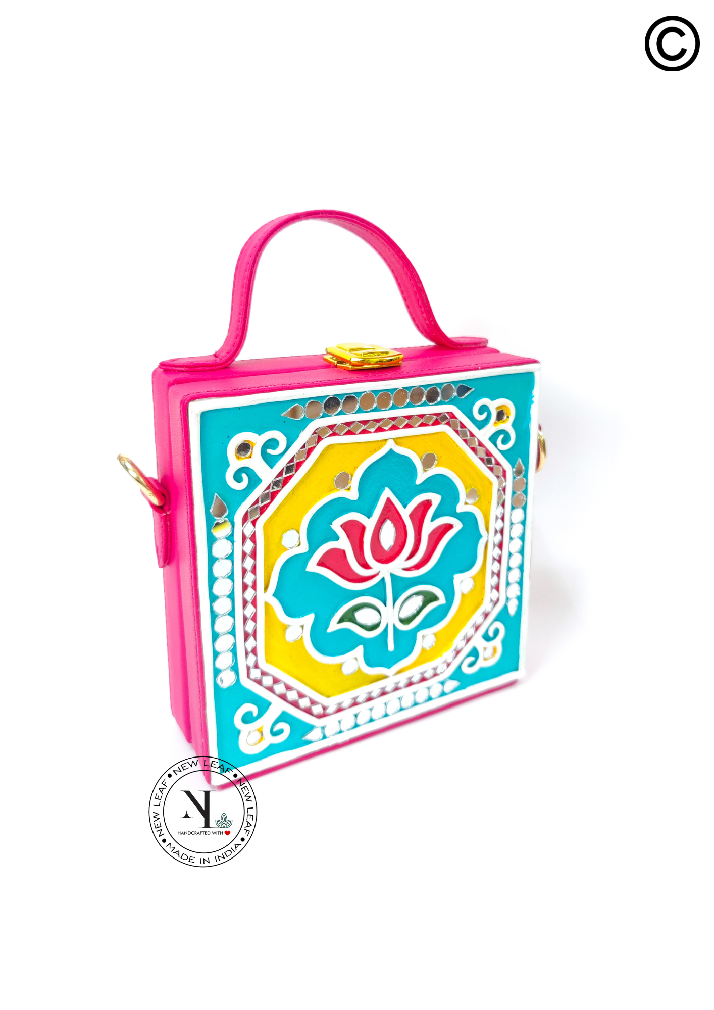 Mini Lotus Lippan Art Handcrafted Square Box Bag