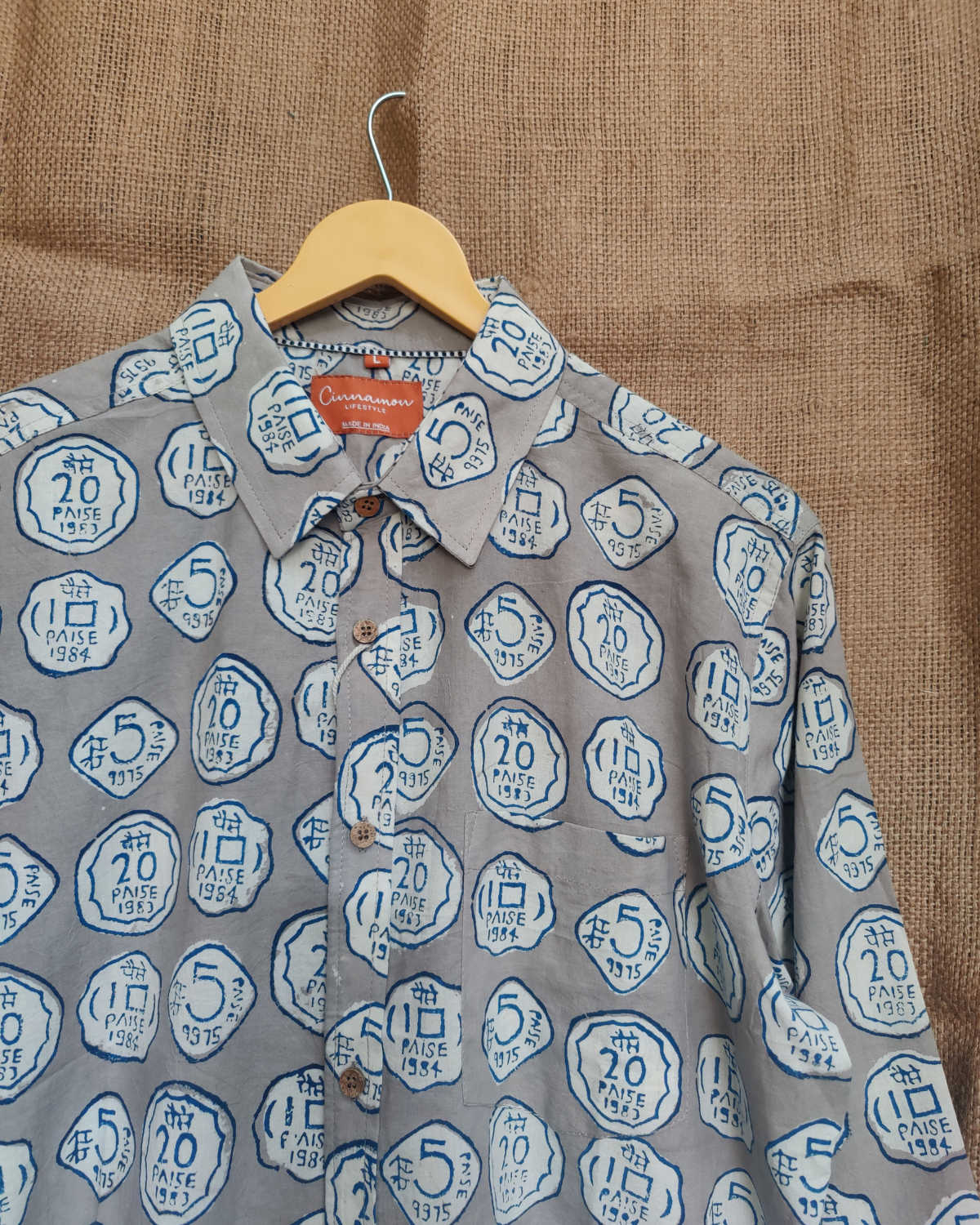 Vintage Paisa Hand Block Print Full Sleeves Unisex Shirt