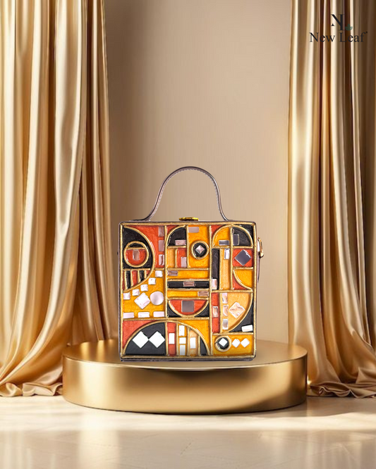 Golden Mosaic Charm Mini Lippan Art Bag