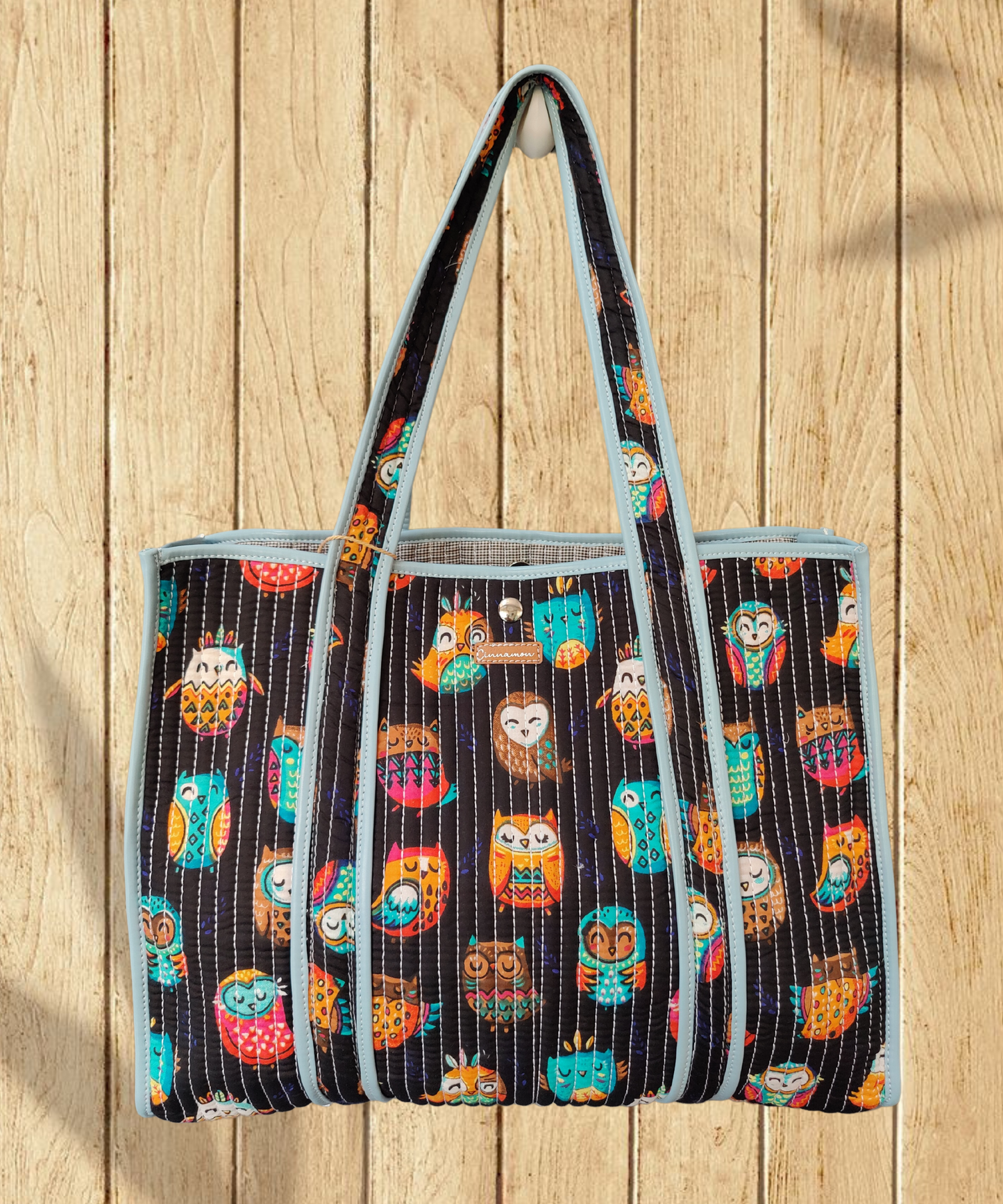 Black Owls Cotton Quilted Tote Bag