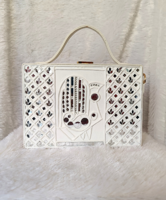 Bird Lippan Art Handcrafted Rectangle Box Bag
