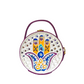 Mini Hamsa Lippan Art Purple Handcrafted Circle Box Bag