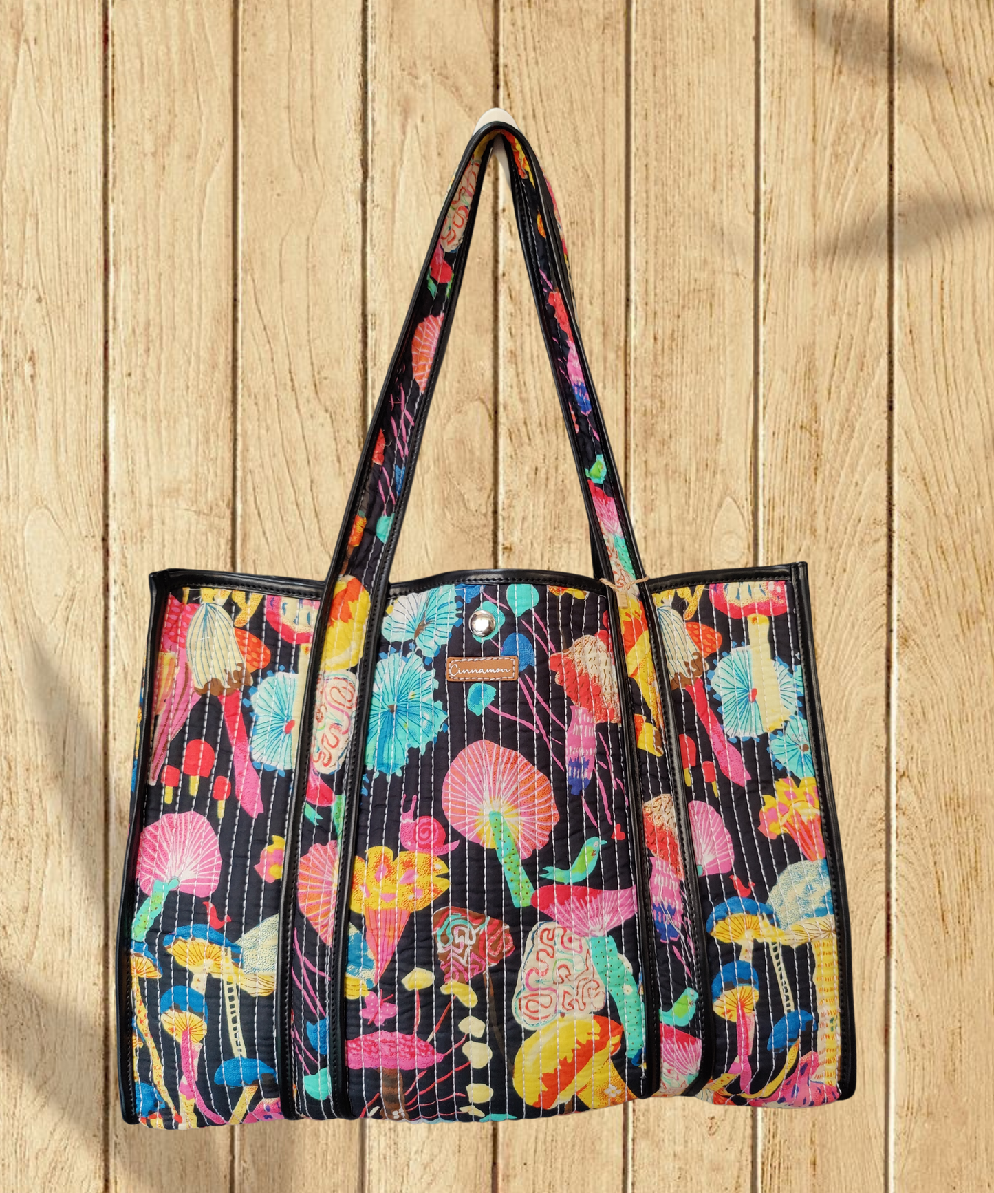 Mushrooms Cotton Quilted Tote Bag