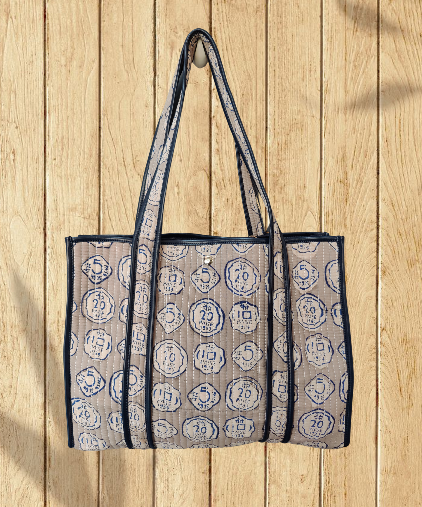 Coin Cotton Quilted Tote Bag