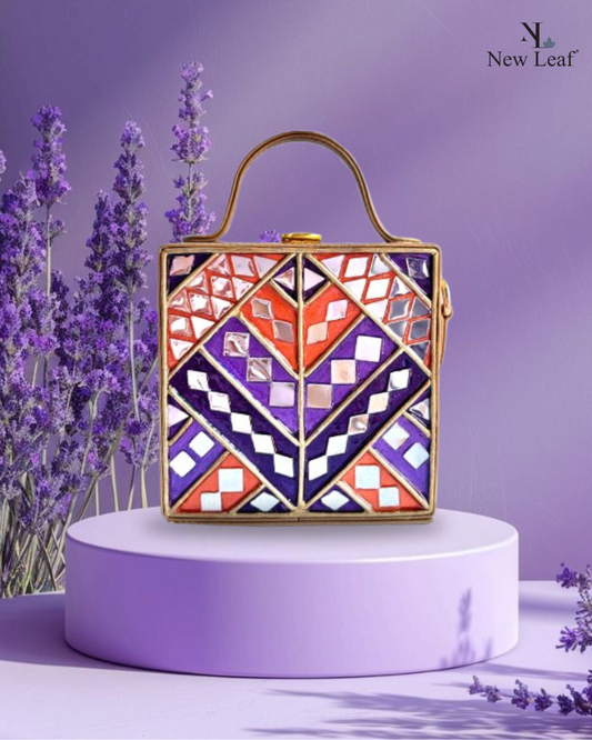 Royal Lavender Mini Lippan Art Box Bag