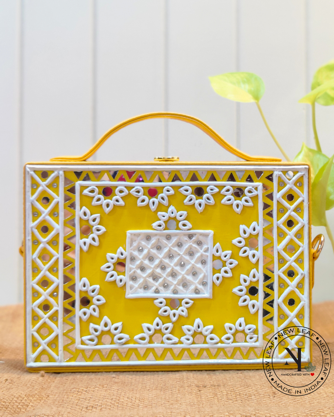 Sunflower Lippan Art Handcrafted Box Bag