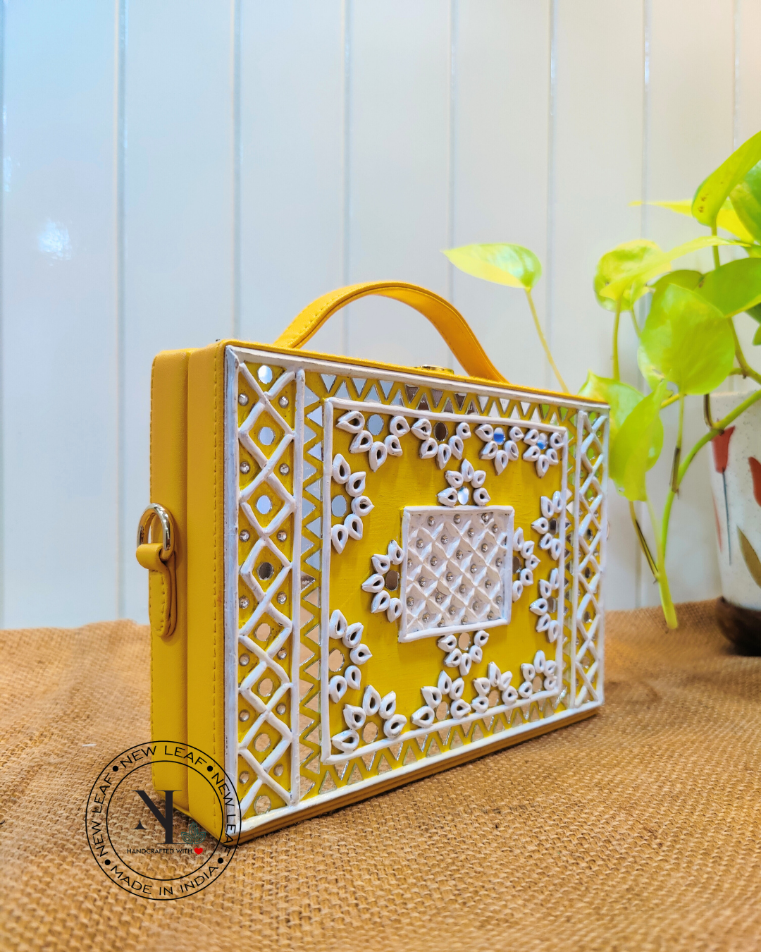 Sunflower Lippan Art Handcrafted Box Bag