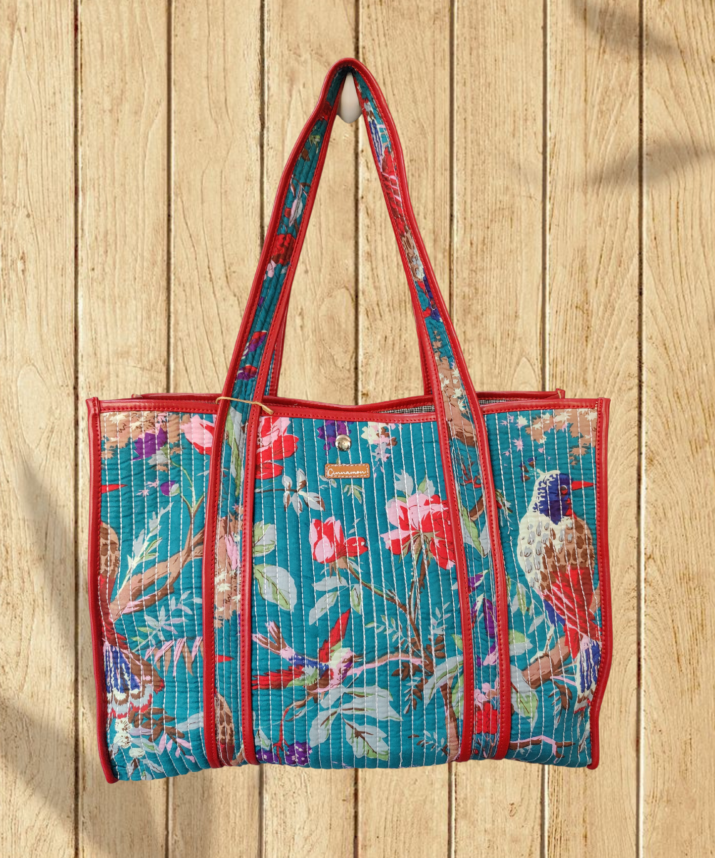 Floral Cotton Quilted Tote Bag