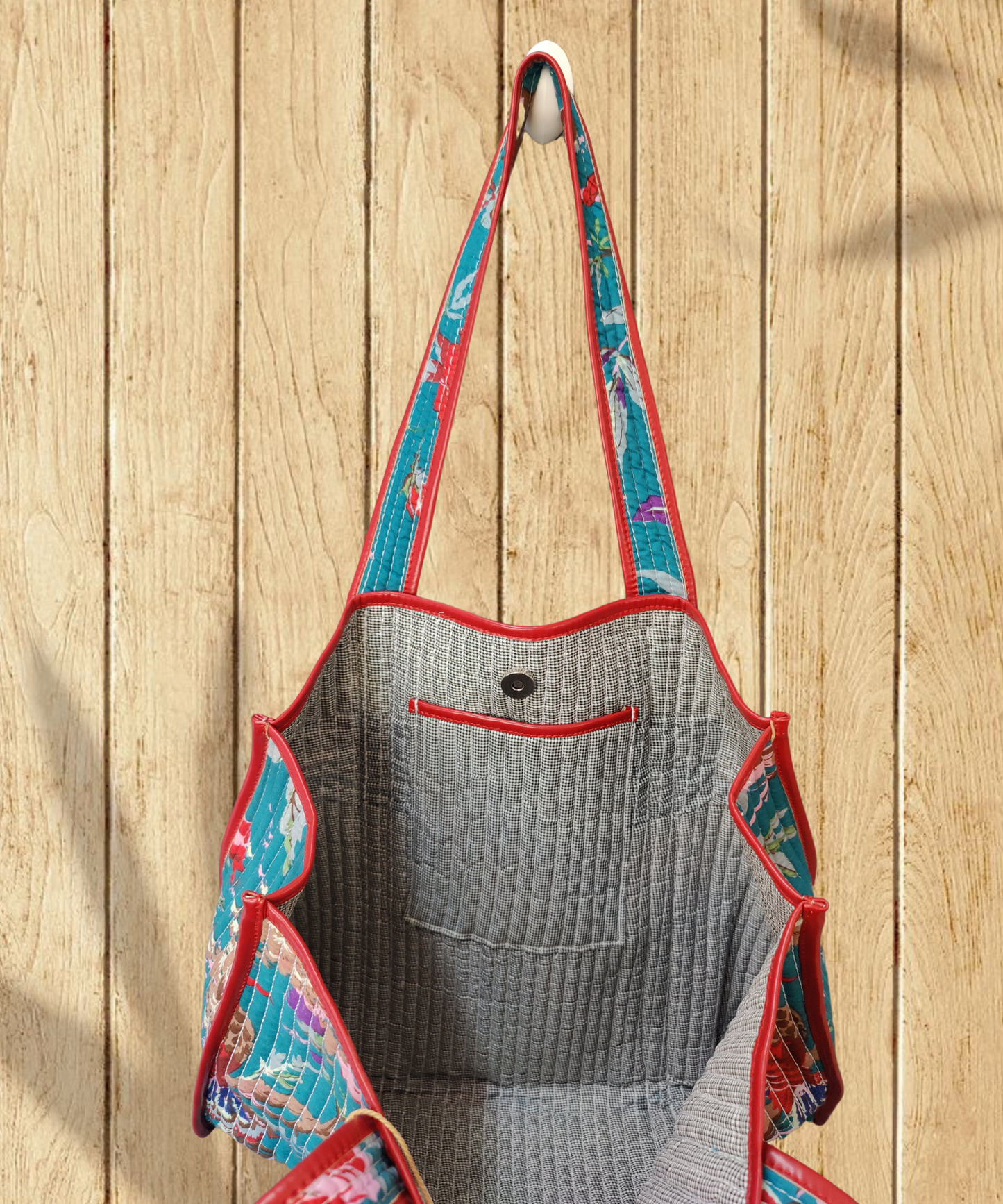 Floral Cotton Quilted Tote Bag