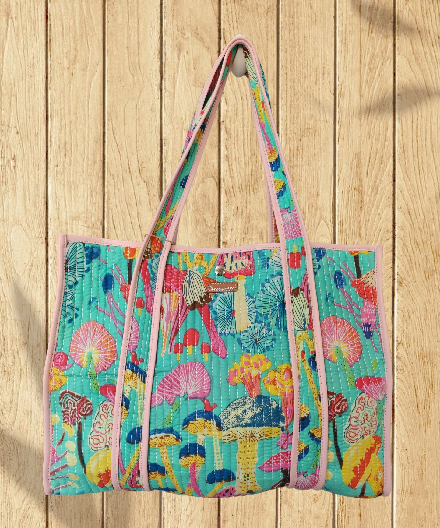 Mushroom Cotton Quilted Tote Bag